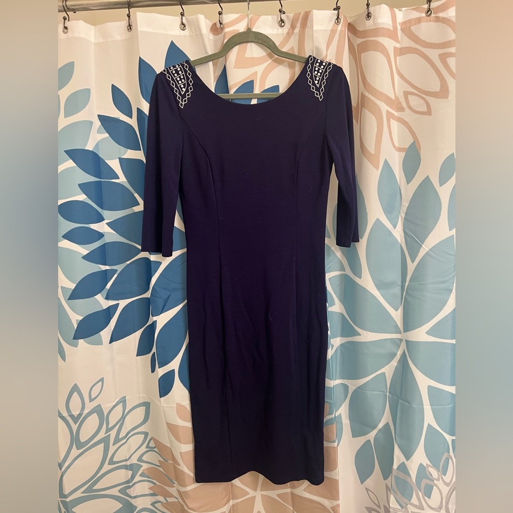 PRICE DROP!! Gently used size M midi length cocktail dress. Lower in the back.